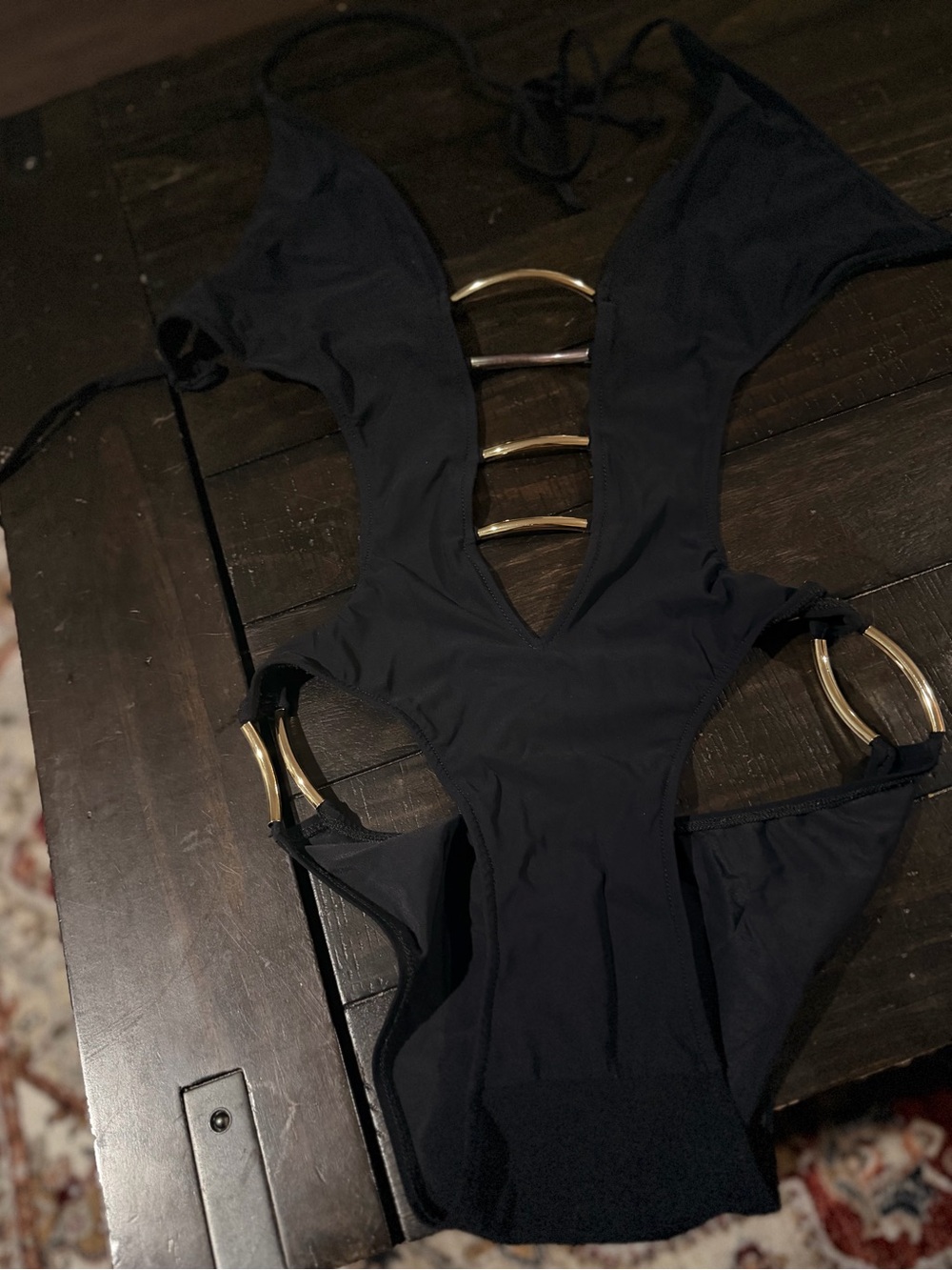 Sauvage California Black Cutout Monokini One-Piece Swimsuit | Gold Hardware